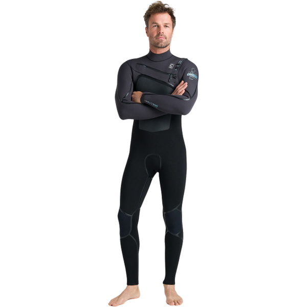 2026 C-Skins Mens Nuwave Wired 5/4mm Chest Zip Wetsuit CWI54MC - Black / Meteor / Blue